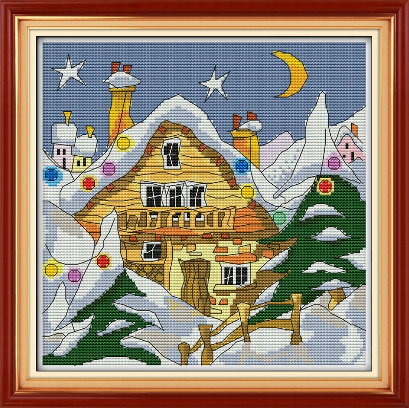 Набор для вышивки крестиком Caroon snow city 14ct 11ct на холсте с несколькими картинками
