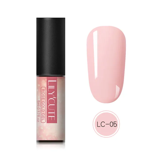 LC-05 LILYCUTE, 5 мл, УФ-гель для ногтей, розовое золото, блестки, блестки, замачиваются, УФ Гель-лак, цветной лак для ногтей, сделай сам, лак для ногтей - Цвет: LC-05