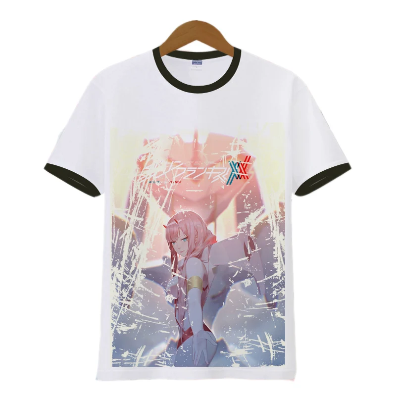 Футболка rolecos аниме DARLING in the FRANXX костюмы для косплея Zero Two Hiro с принтом короткими