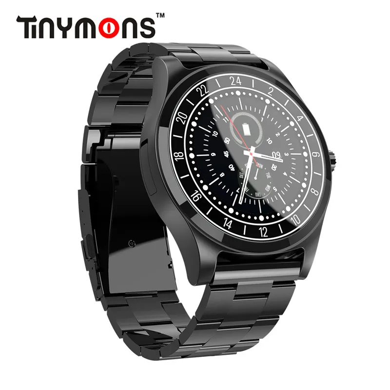 Tinymons DT19 Bluetooth Smart часы Для мужчин из металла наручные часы циферблат вызова сердечного ритма артериального давления Спорт Фитнес трекер SmartWatch