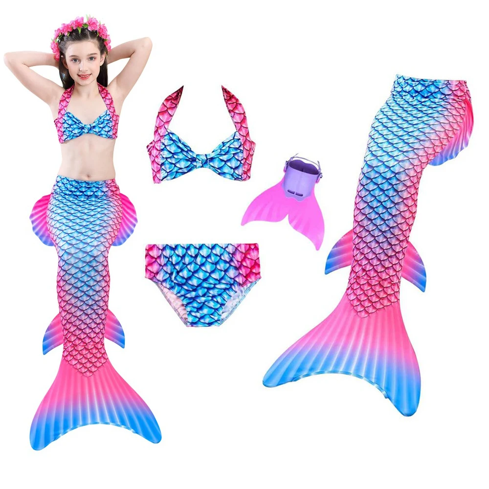 Хвосты маленькой русалки для девочек костюм плавания моноласт Русалочки детский