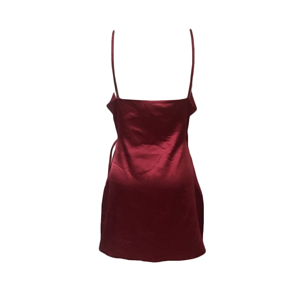 Женское сексуальное летнее платье с открытой спиной Пляжная мода вино красное v