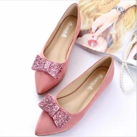 2021 sell new wedding shoes fashion flat small pink shoes bow tie shoes large size shoes 33 43