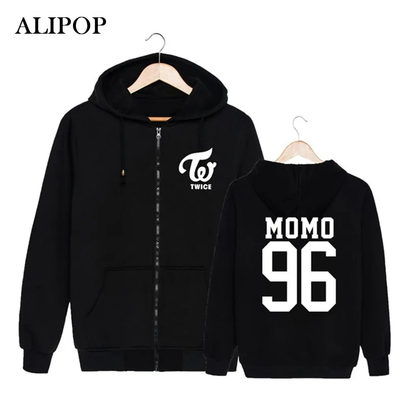 KPOP Корейская мода двойной альбом Момо разборка хлопковые Толстовки на молнии