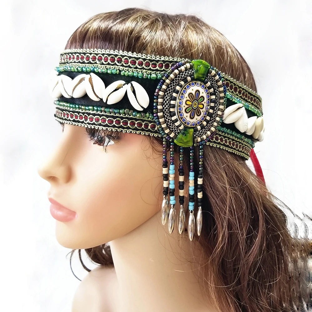 

Ethnic Belly Dance Hair Accessories 3pcs Set Tribal Wristband, Armband and Headpiece Wrap Bangles Tribal Dance Bracelet