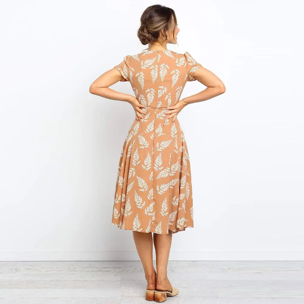 Платье с принтом в стиле бохо женское летнее Повседневное платье коротким