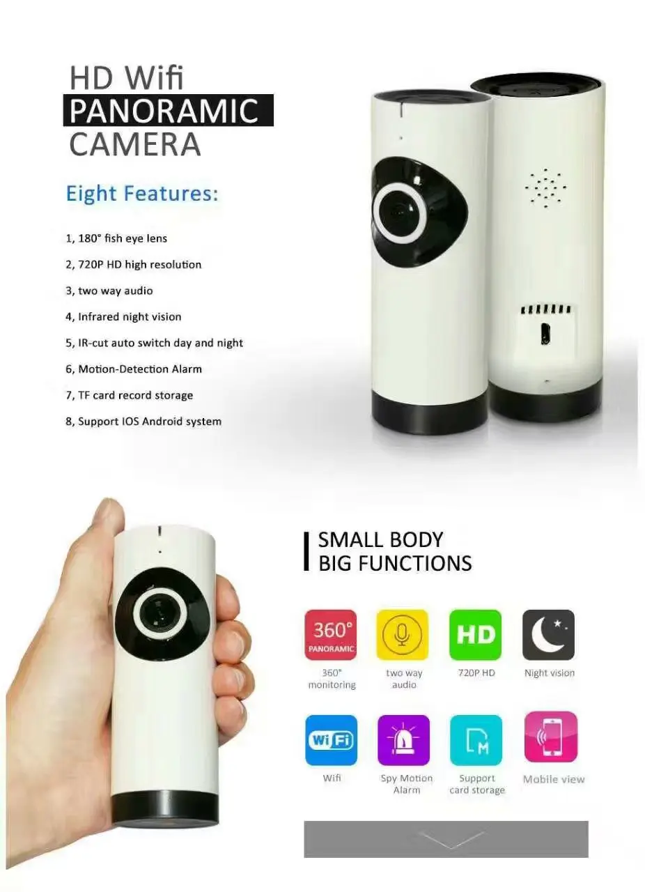 Новый 720 P Wi Fi IP Камера панорамного обзора 180 градусов Ночное видение мини