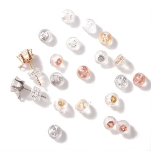 Силиконовые Заглушки для ушей, металлические застежки для сережек, 5 мм, 100 шт.