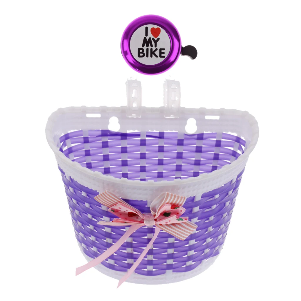 1Pcs Basket Bicycle Kids Girls Boys Children Child Front Basket+ Ring Bell Cycle Horn for Bkie Bicycle Accessories