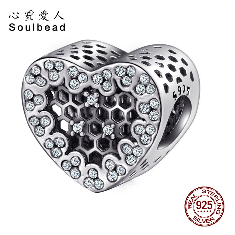 Бусины с подвесками в форме сердца блестящие бусины подходят для браслетов Pandora на День святого