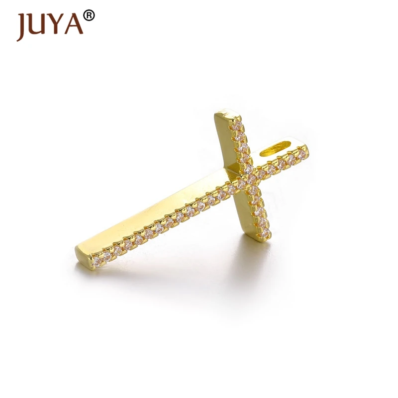 30mm*16mm Cubic Zirconia Rhinestone Cross Pendants For Making Jewelry Necklace Components Gold Rose 10 Pcs Wholesale | Украшения и