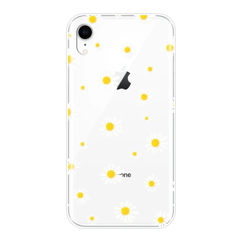 Чехол накладка для iPhone 6 S 7 8 X XR XS Max мягкий силиконовый чехол с белыми цветами