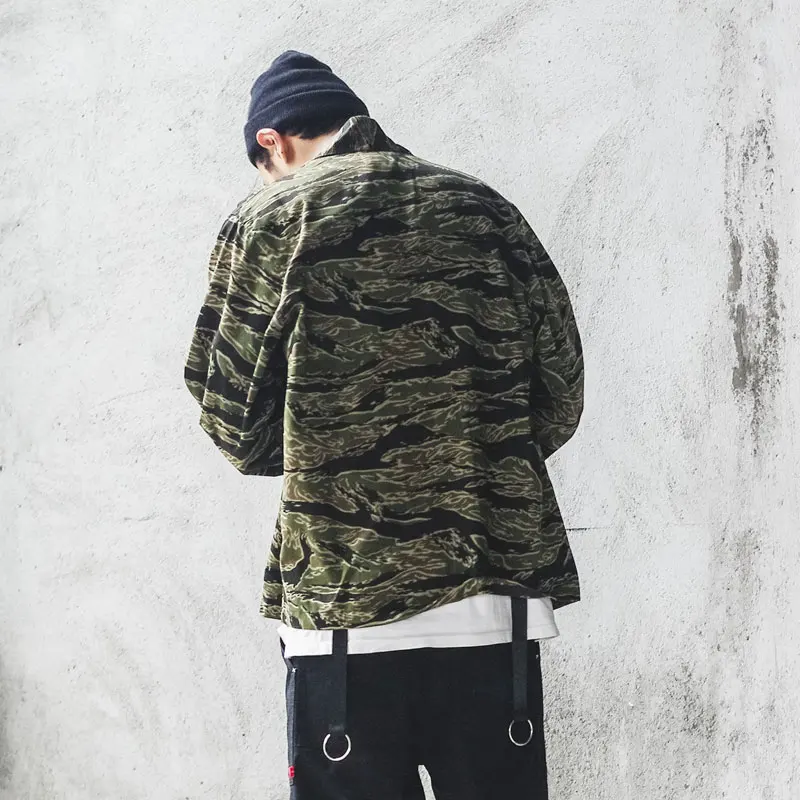 Histrex мужская куртка японские кимоно куртки Camo Японии Стиль хип-хоп камуфляж Открыть стежка кимоно пальто хаки уличная HT9HU