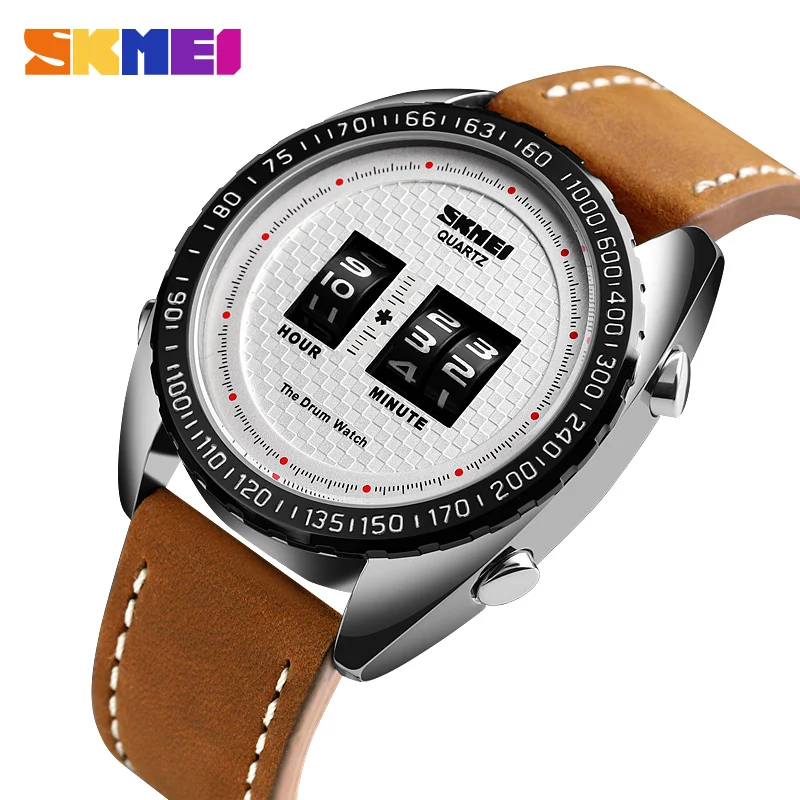 

Men Digital Watches Outdoor Drum Casual Watches Waterproof Sports Watches Leather Strap relogio masculino Top Brand SKMEI