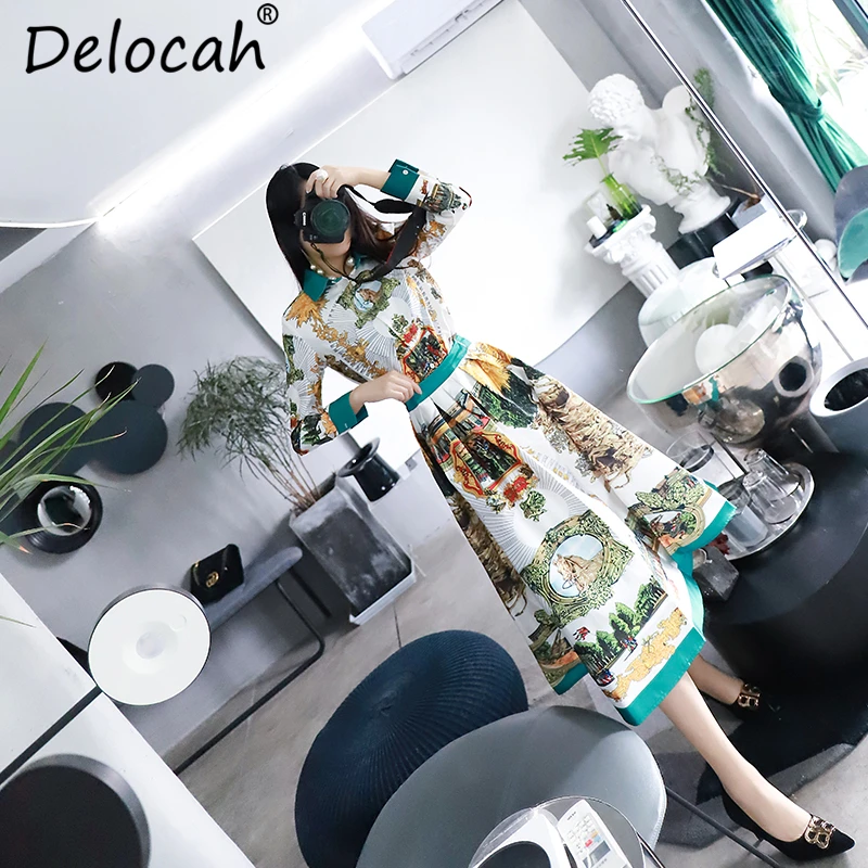 Delocah/осенний Женский комплект модный Дизайнерский Костюм простая рубашка с