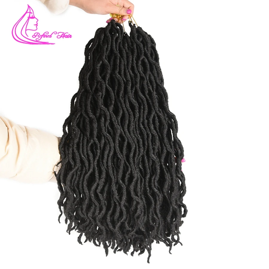 Утонченные волосы богиня Faux locs CURLY вязанные косички Омбре коричневые плетеные 18