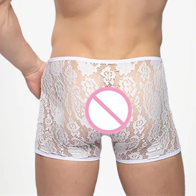 Пикантные Для мужчин нижнее белье кружевные шорты Бесшовные трусы-боксеры с