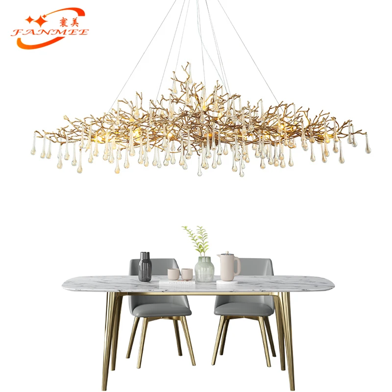 Современная медная люстра стеклянная со светодиодным освещением подвесной