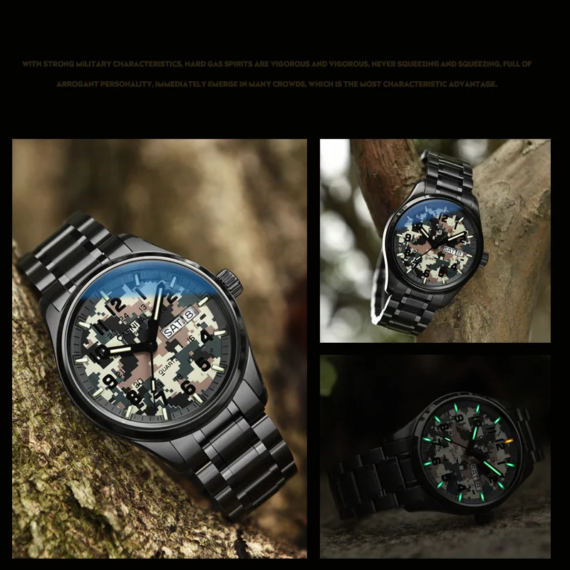 Часы Carnival T25 Tritium светящиеся кварцевые часы для мужчин спортивные военные