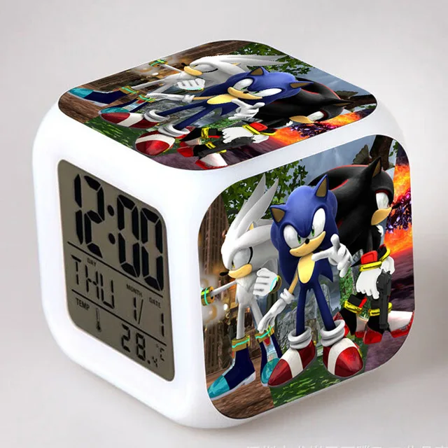 Темно-серый Sonic the Hedgehog светодиодный Будильник хвосты Miles Prower часы reloj despertador цифровые часы Dr. Robotnik horloge digitale Saat - Цвет: Темно-серый