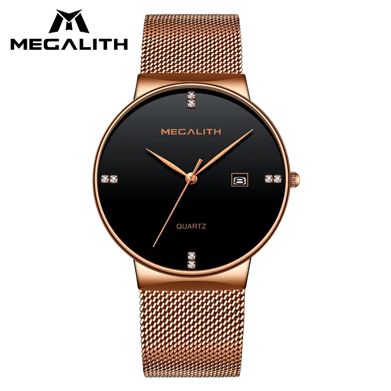 0047-3gold 9,99$ MEGALITH мужской хронограф часы лучший бренд роскошный сетчатый ремешок спортивные водонепроницаемые кварцевые часы для мужчин Reloj Hombre 0047 - Цвет: 0047-3gold