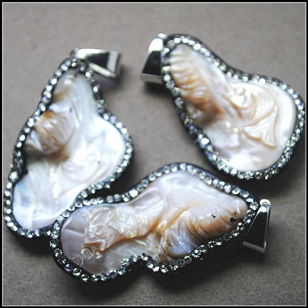 Подвески в виде ракушек с резьбой стразы модные подвески из бусин серебряного