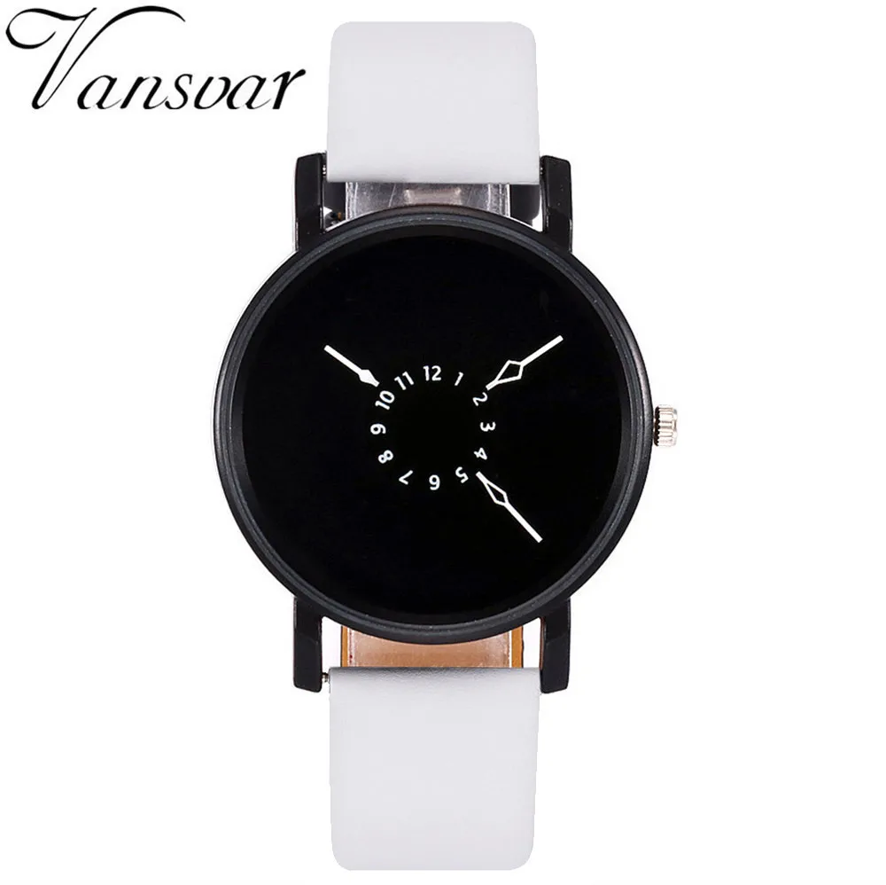 Модные креативные кварцевые часы Vansvar женский ремешок новые наручные с кожаным