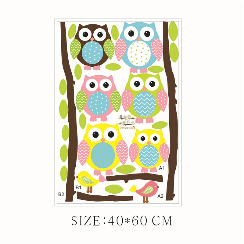 Наклейки на стену в виде совы цветка дерева бабочки 44 х70 см|wall stickers children|wall stickerbaby
