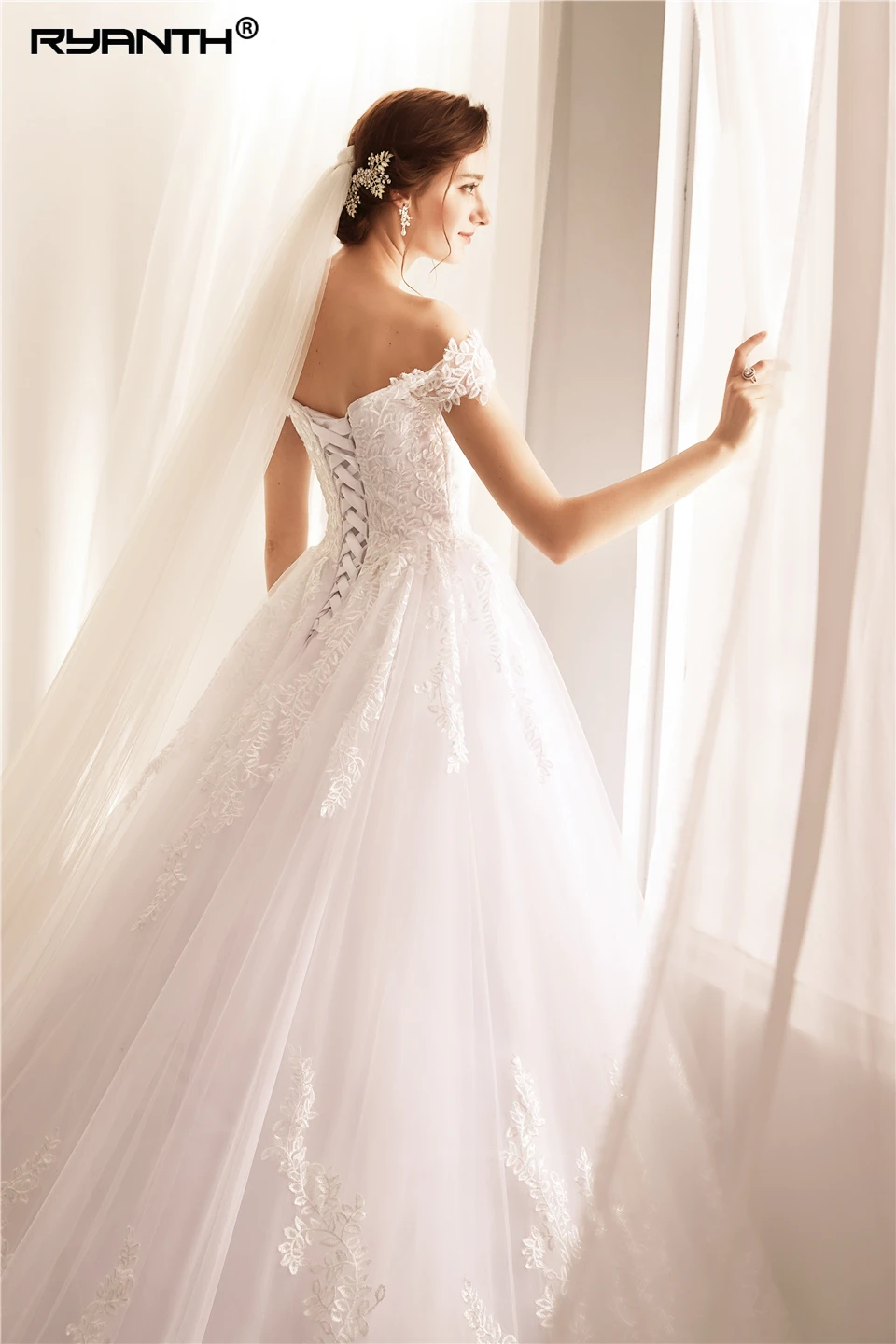 Ryanth Robe De Mariage бальное платье Роскошные свадебные платья 2018 Кружевная аппликация с