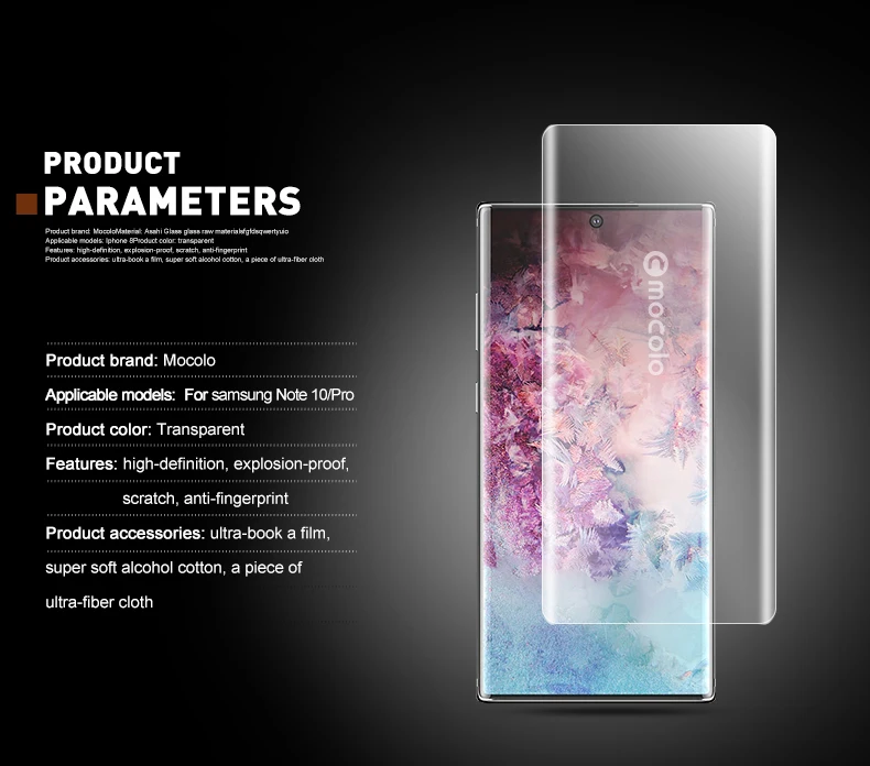 Чувствительная УФ-лампа Mocolo, жидкое стекло с полным клеем для samsung Galaxy Note 10 PLUS, защитная пленка из закаленного стекла для Note 10