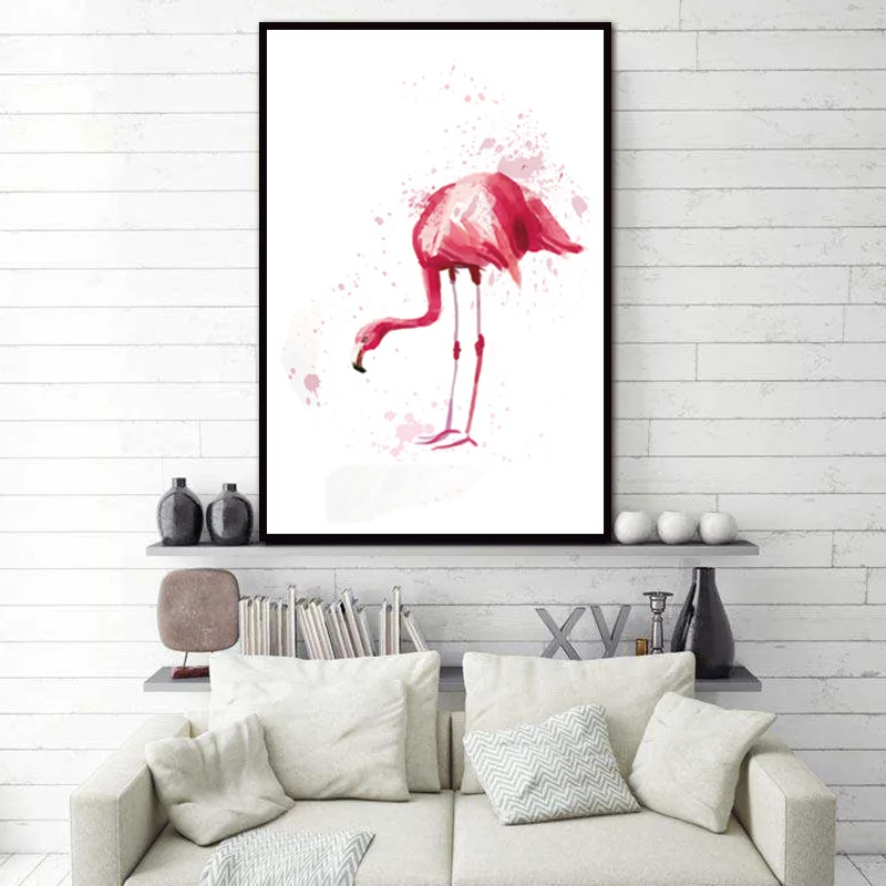 Картина на холсте постер Художественная печать акварельном фламинго настенные