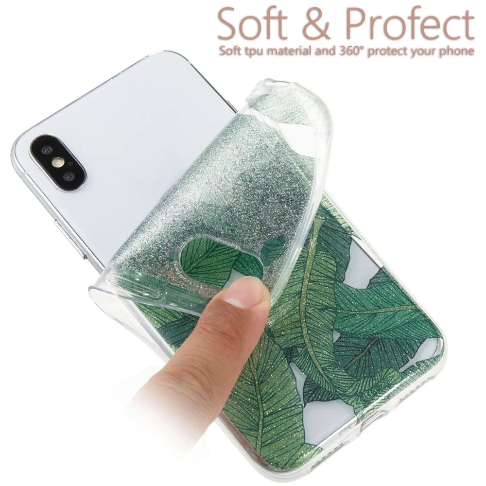 KISSCASE роскошный блестящий чехол для iPhone 6 S 7 8 X XS лист узор Plus Fundas Coque Capa |