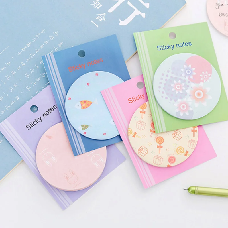 1X kawaii маленький круглый рисунок Еженедельный план Липкие заметки блокнот для