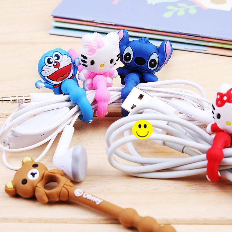 Новое поступление 200 шт./лот милый мультяшный держатель для кабеля наушников