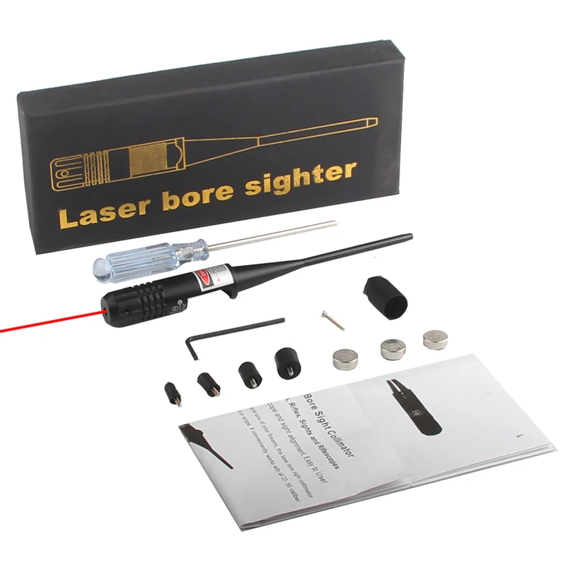 

Boresighter Kit Red/Green Laser Bore Sight Laser Collimator Kit 0.22 - 0.50 Caliber 4 Adjustable Adapters Rifles Scope 40-1/2