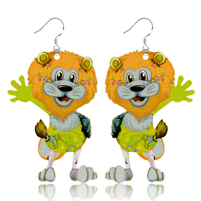 SexeMara/акрил мультфильм милый серьги с изображением Льва мода животных украшения