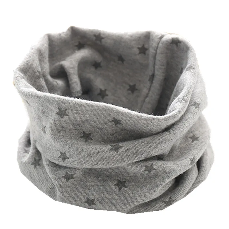 gray small star Осенне-зимний хлопковый шарф для девочек, детский шарф Bufandas LIC, красивый шарф с принтом для мальчиков и девочек, милый детский шарф с воротником, детское кольцо - Цвет: gray small star