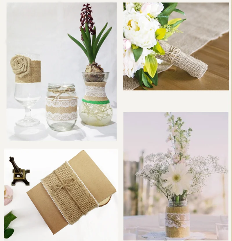 5 см 2 ярда в рулоне натуральная джутовая лента с хлопковым кружевом ткань для