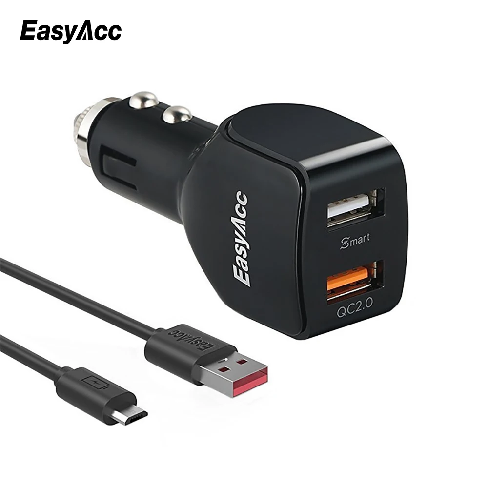 EasyAcc 2.4A 30 Вт автомобильное зарядное устройство с двумя USB поддержкой быстрой