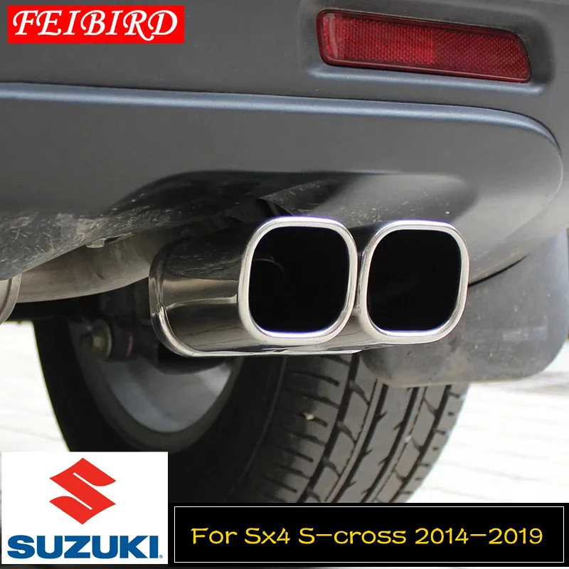 

For Suzuki Sx4 S-cross 2014 2015 2016 2017 2018 2019 Rear Tailgate Exhaust Muffler Tail Pipe Decoration Cover Trim