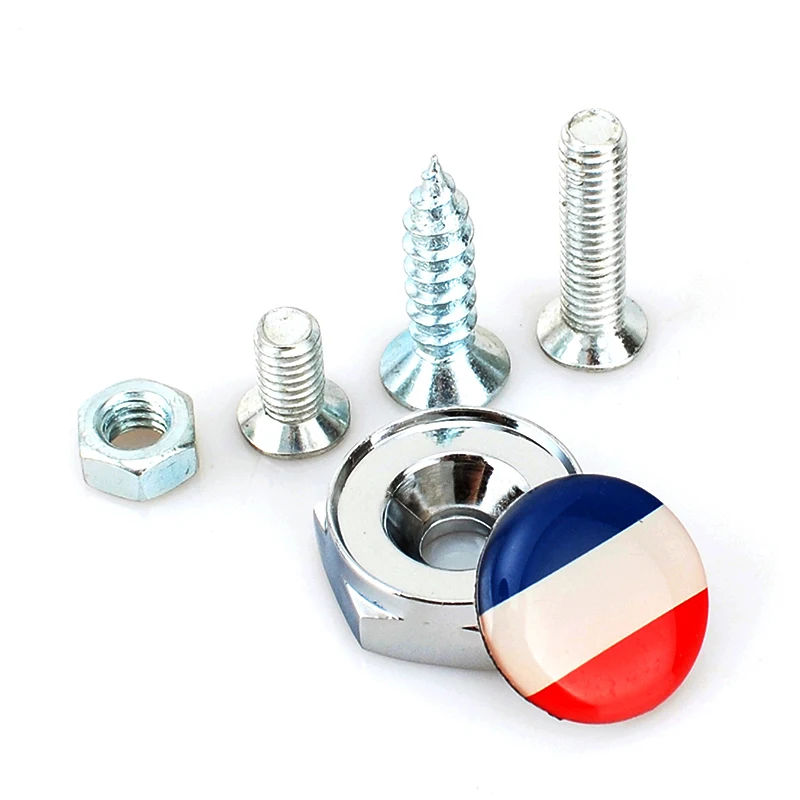 Car Stickers French Flag Metal Alloy License Plate Bolts with Gasket Styling Accessory 4PCS/Set | Автомобили и мотоциклы