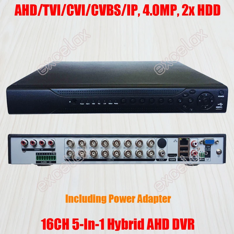 16CH 5 в 1 HD IP камера AHD TVI CVI CVBS аналоговые цифровые гибридные видеорегистраторы CCTV HVR