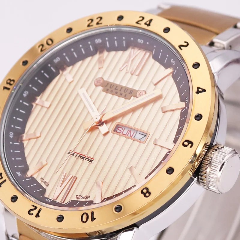 Часы наручные Julius мужские многофункциональные модные деловые из нержавеющей