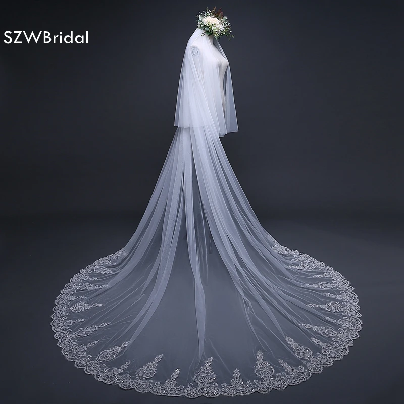 Ever Pretty 3 Meter veil wedding Long Lace Edge Bridal Veil Wedding Accessories 2022 Sluier Vestido de noiva voile mariee | Свадьбы и