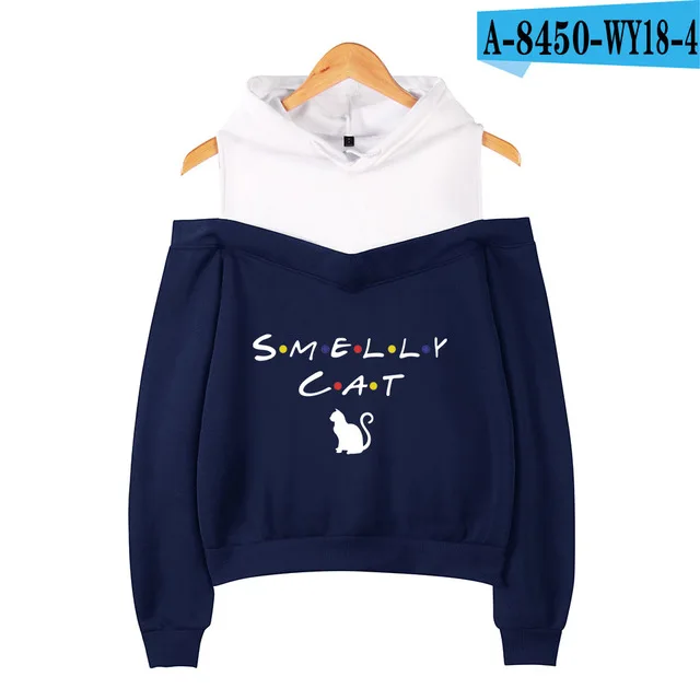 navy blue Толстовки с принтом друзей с открытыми плечами, Женская толстовка с капюшоном, женская модная Флисовая теплая куртка, пальто - Цвет: navy blue