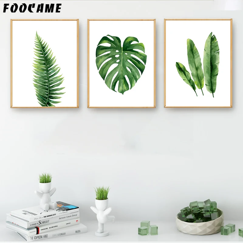 

leaf Monstera Plant Watercolor Painting Nordic Simplicity Posters and Prints Canvas Home Decor Wall Art Pictures Living Room