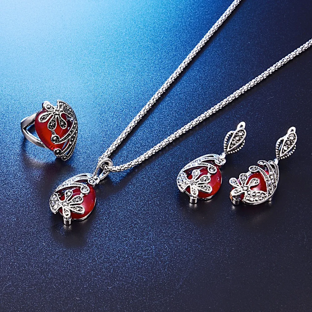 Модные Винтажные Женские Ювелирные наборы под старину натуральный камень цветок