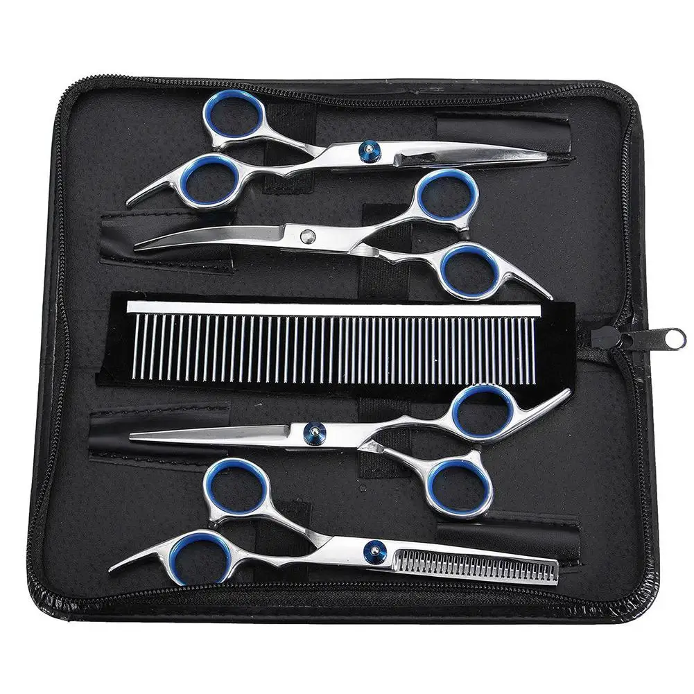 

Pet Dogs Grooming Scissors Up Down Curved Shears Sharp Edge Animals Cat Hair Cutting Barber Cutting Tools Kit Set of 6