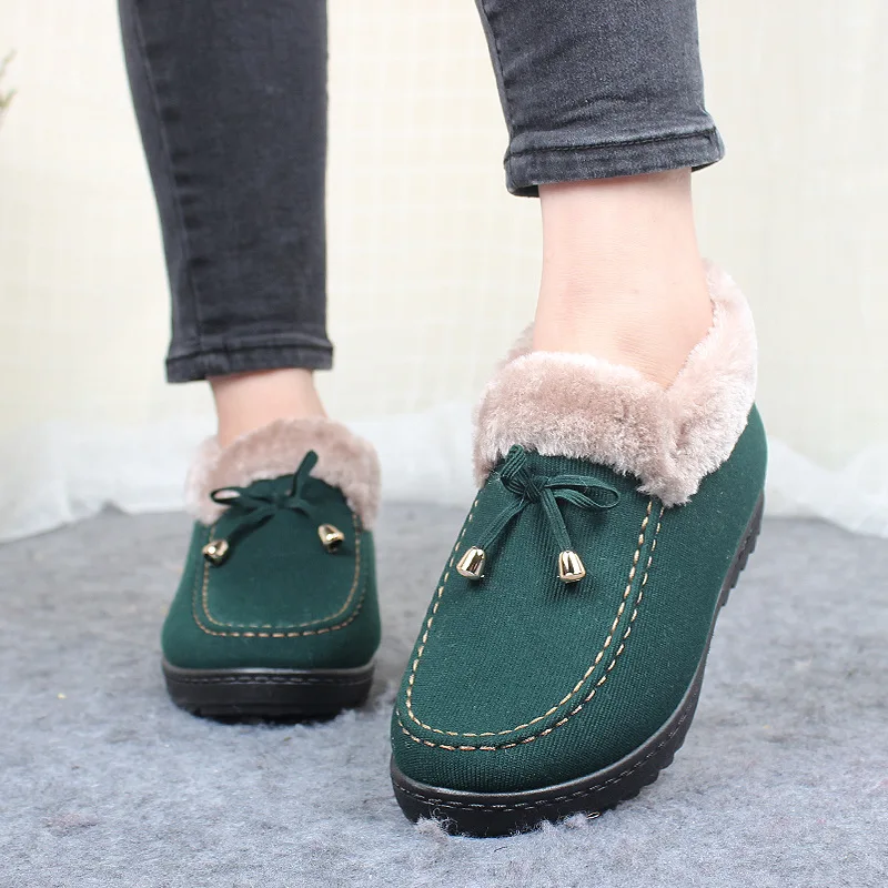 Скидка Женская обувь 2018 г. зимняя женская на плоской подошве из флока Ботильоны