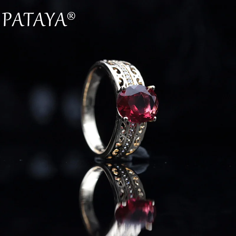 rose red PATAYA, новинка, изысканные, благородные, 585, розовое золото, 4 цвета, овальные, натуральный циркон, кольца для женщин, для свадьбы, вечеринки, изысканные, модные, романтические ювелирные изделия - Цвет основного камня: rose red